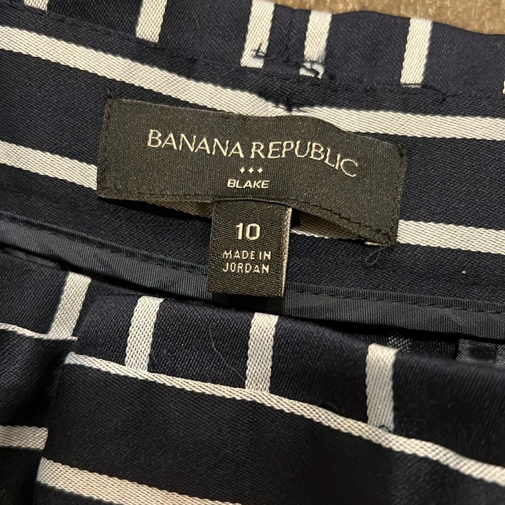 Banana Republic Blake Blue and White Striped Cropped Pants Womens size 10 - Picture 3 of 10